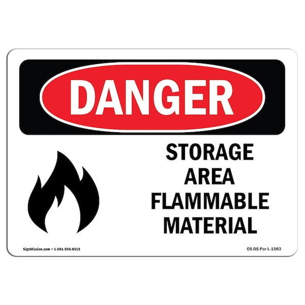 Signmission OSHA Sign, 7" Height, Rigid Plastic, Storage Area Flammable Material, Landscape, L-1583 OS-DS-P-710-L-1583 - main